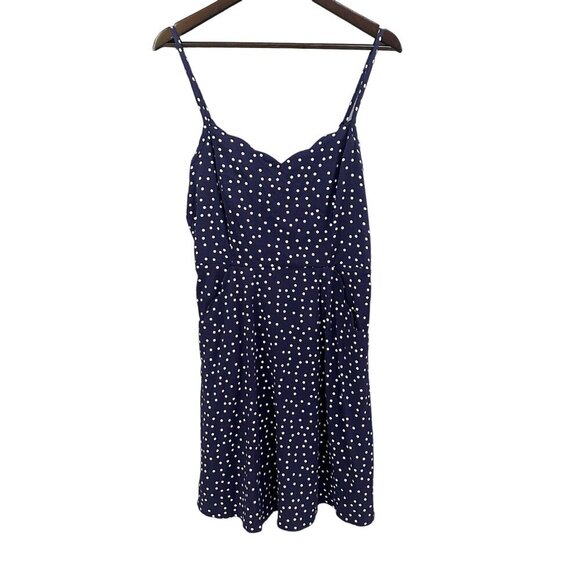 41 Hawthorn‎ Beatriz Scallop Detail Dress Navy Polka Dot L NWT - Picture 1 of 16